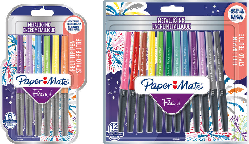 Papermate Filzstifte Flair Metallic, Strichbreite 0,7 mm, 12 Farben