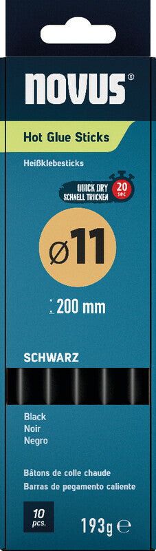Novus Heissklebepatronen Permanent – Ø 11 mm × 200 mm, 10 Stk., für Papier, Karton, Holz …