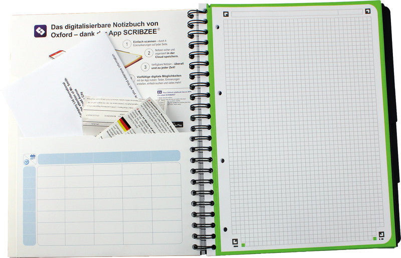 Oxford Collegeblock, Spiralbindung, 120 Blatt, 4-fach gelocht, perforiert, 90 g/m² – Taupe, für SCRIBZEE App
