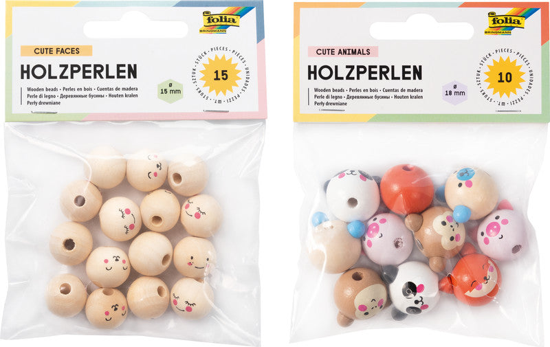 Folia Holzperlen – sortiert – 10 Stück