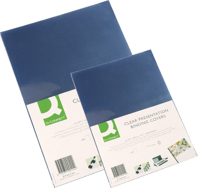 Q-CONNECT Einbandfolien – transparent, Kunststoff – 100 Stk.