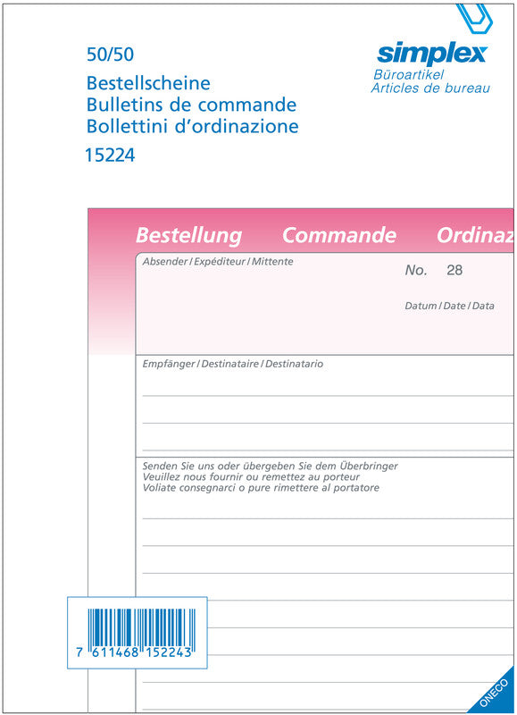 Simplex Formularblock – Deutsch/Französisch/Italienisch, 100 Blatt, A5