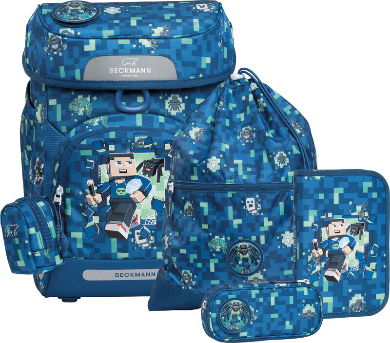 Beckmann Plus Air – Schulrucksack-Set 6-teilig, Spider Escape, 20 l, 28×40,5×23 cm, mit Wendetasche