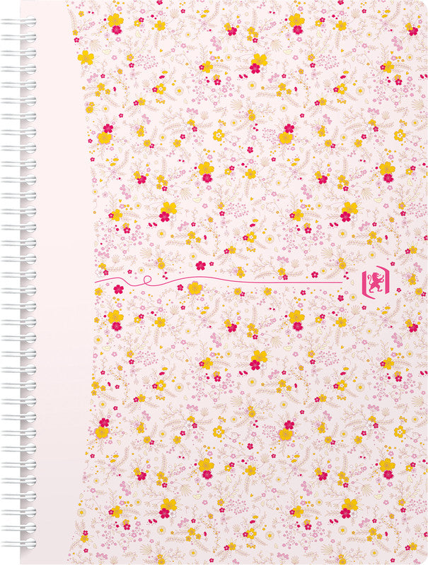 Oxford Collegeblock B5, liniert, Spiralbindung, 60 Blatt, perforiert, 90 g/m² – floral, für SCRIBZEE App