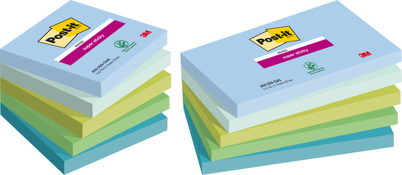 Post-it Super Sticky Haftnotizen – 127×76 mm – sortiert, 5×90 Blatt, PEFC