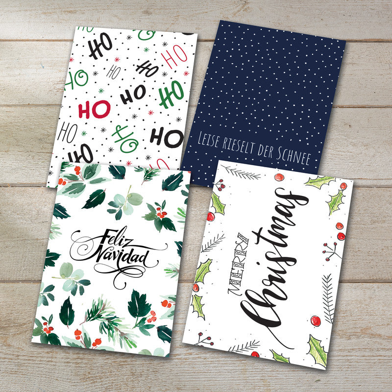 Sigel Grusskarte Weihnachten (Buntes Weihnachten) – A6 (105 × 148 mm), Text DE/EN, für Inkjet/Laser/Kopierer