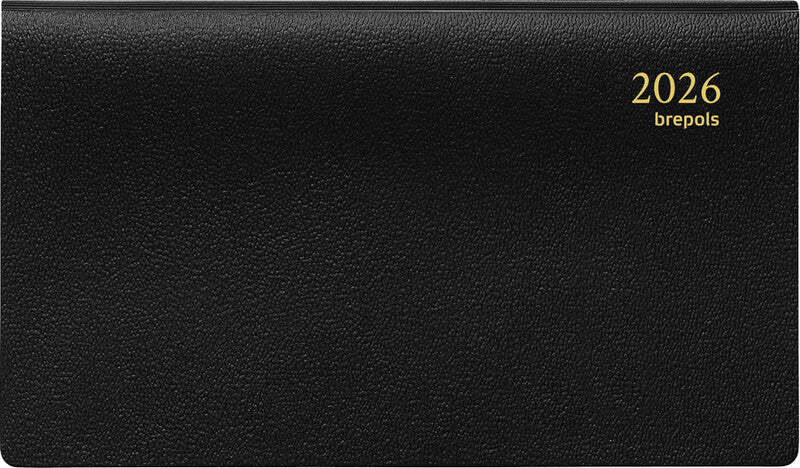 Brepols Omniplan 738 Agenda – 1 Woche/2 Seiten, Spiralbindung, 16,0 × 9,0 cm, 2026, Schwarz, FSC