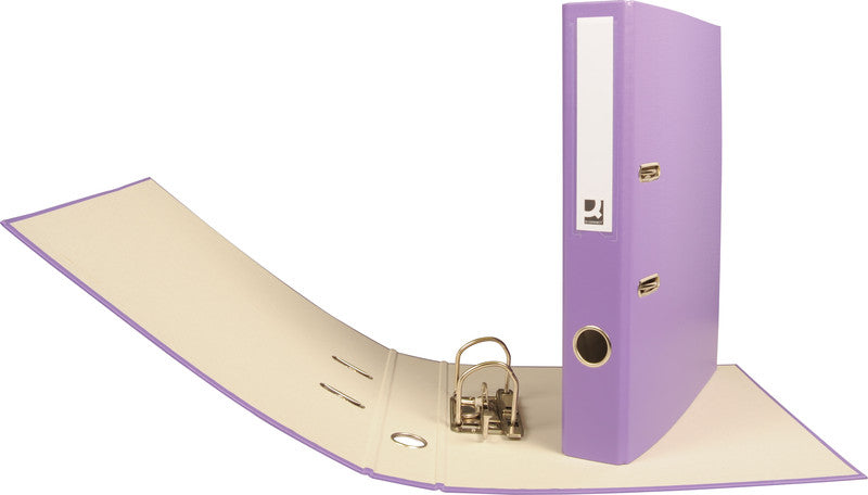 Q-connect Ordner – A4 hoch – 2-Ring Hebelmechanik, Rücken 40 mm – violett, Karton, mit Griffloch, FSC