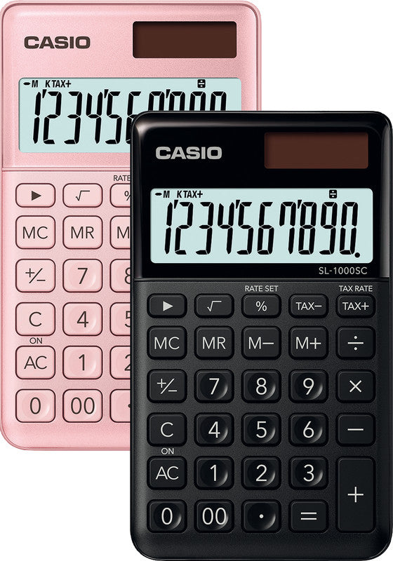 Casio Taschenrechner SL-1000SC – 10-stellig, LCD, Steuer/Prozent, Solar + Batterie