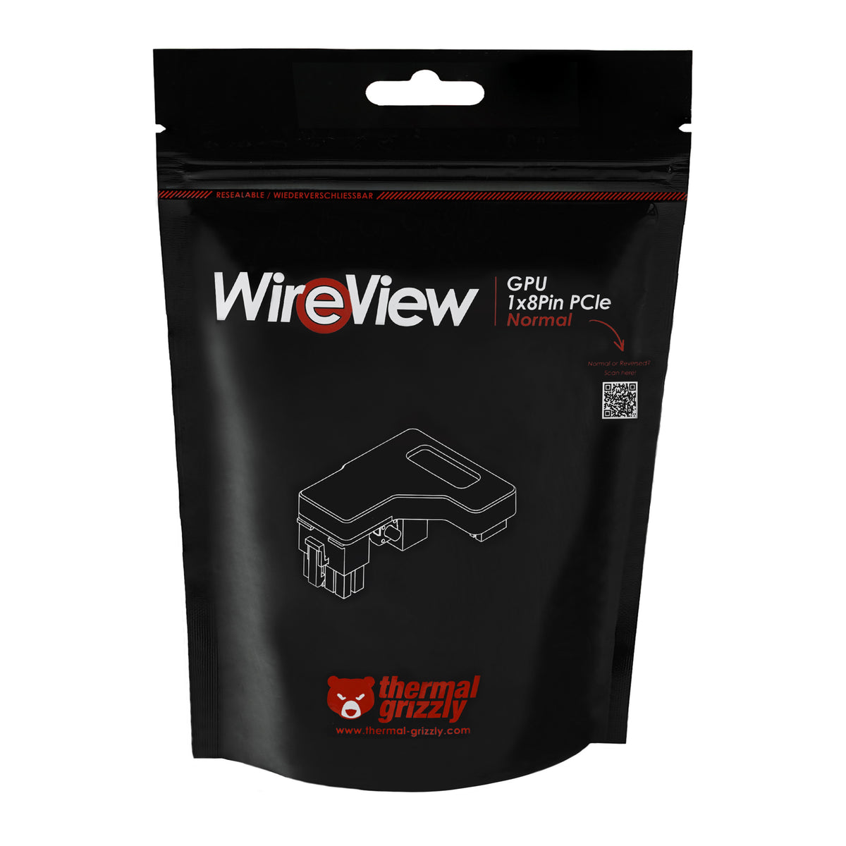 Thermal Grizzly WireView GPU 1x8Pin PCIe – GPU-Bausatz – Aluminium – 43 × 47 × 22 mm – für Universalgehäuse