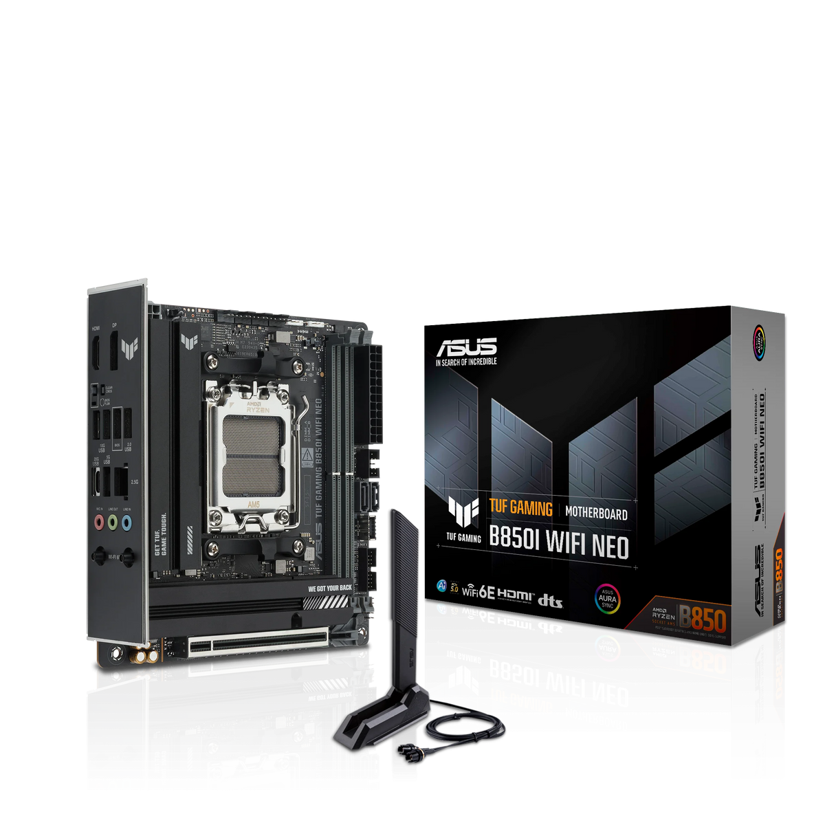 ASUS TUF GAMING B850I WIFI NEO – Mainboard – Sockel AM5, AMD B850, mITX, 2×DDR5