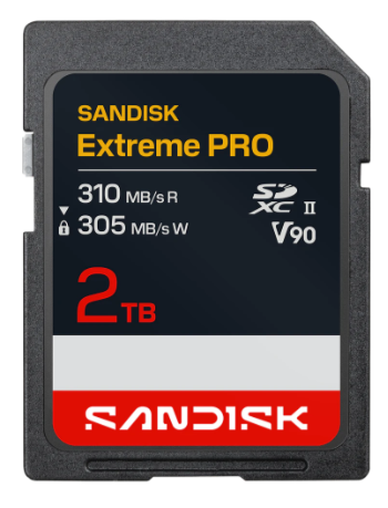 SanDisk Extreme PRO SDXC 2 TB UHS-II V90 – 310/305 MB/s