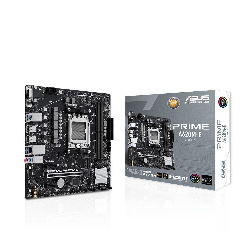 ASUS PRIME A620M-E-CSM – SFF Mainboard, Sockel AM5, 2× DDR5 (bis 96 GB), 1× M.2, 4× SATA