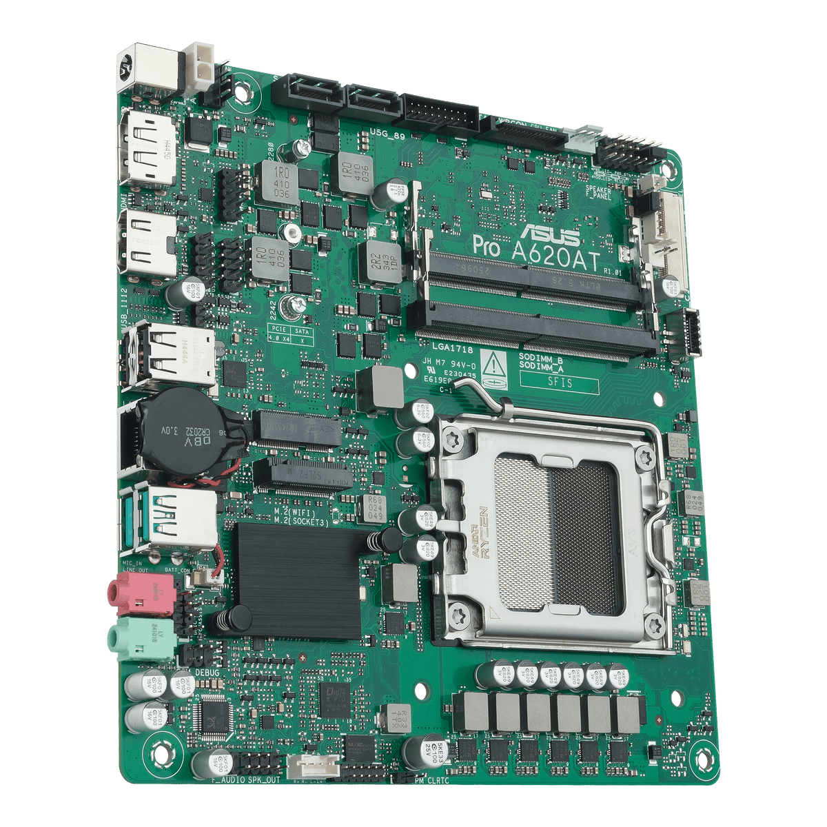 ASUS PRO A620AT-CSM – Mainboard – Sockel AM5, AMD A620, mini ITX, 2×SO-DIMM, DDR5, bis 128 GB