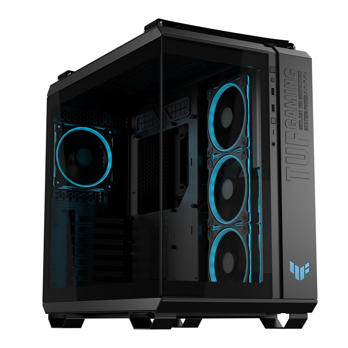 ASUS TUF Gaming GT502 Horizon TG – PC-Gehäuse – ATX/mATX/Mini-ITX, 4×3,5", 4×2,5", Seitenfenster, Schwarz