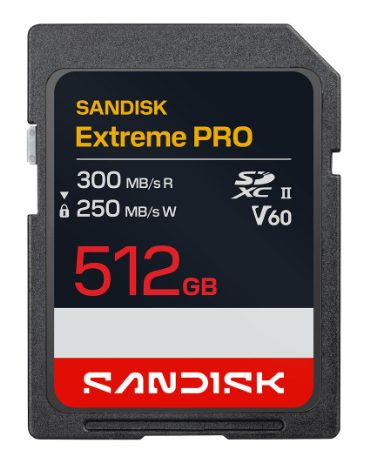 SanDisk Extreme PRO SDXC 512 GB – UHS-II, 300/250 MB/s