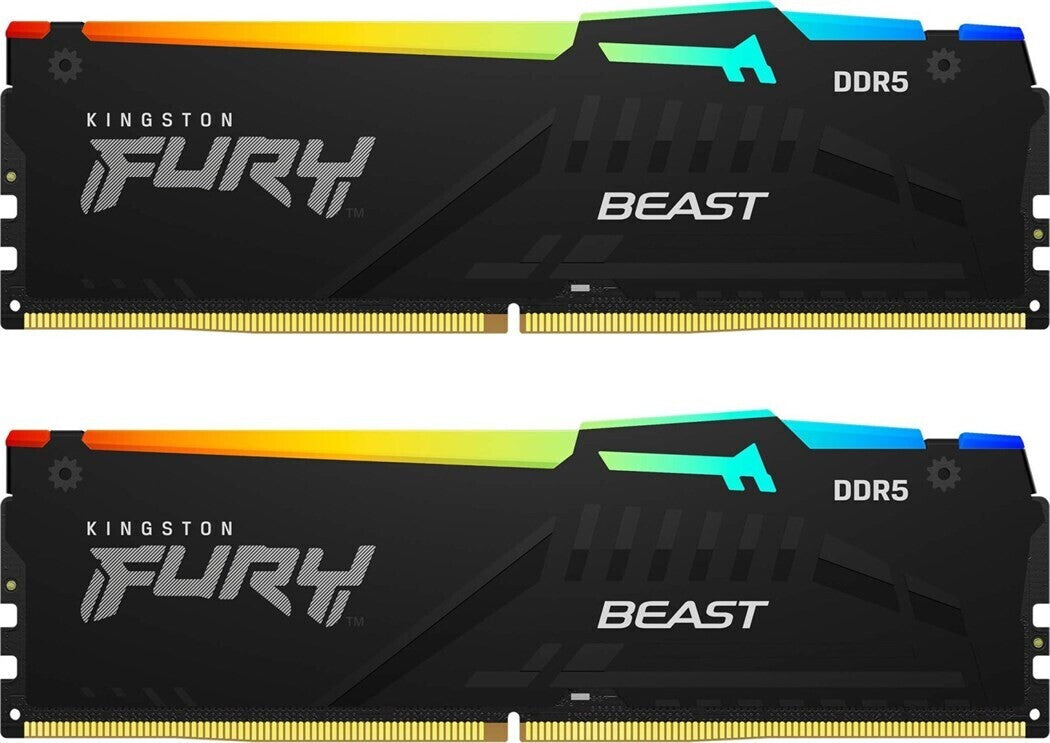 Kingston Technology Kingston FURY Beast RGB – DDR5 Arbeitsspeicher – 64 GB (2×32 GB), 5600 MT/s, CL40, RGB