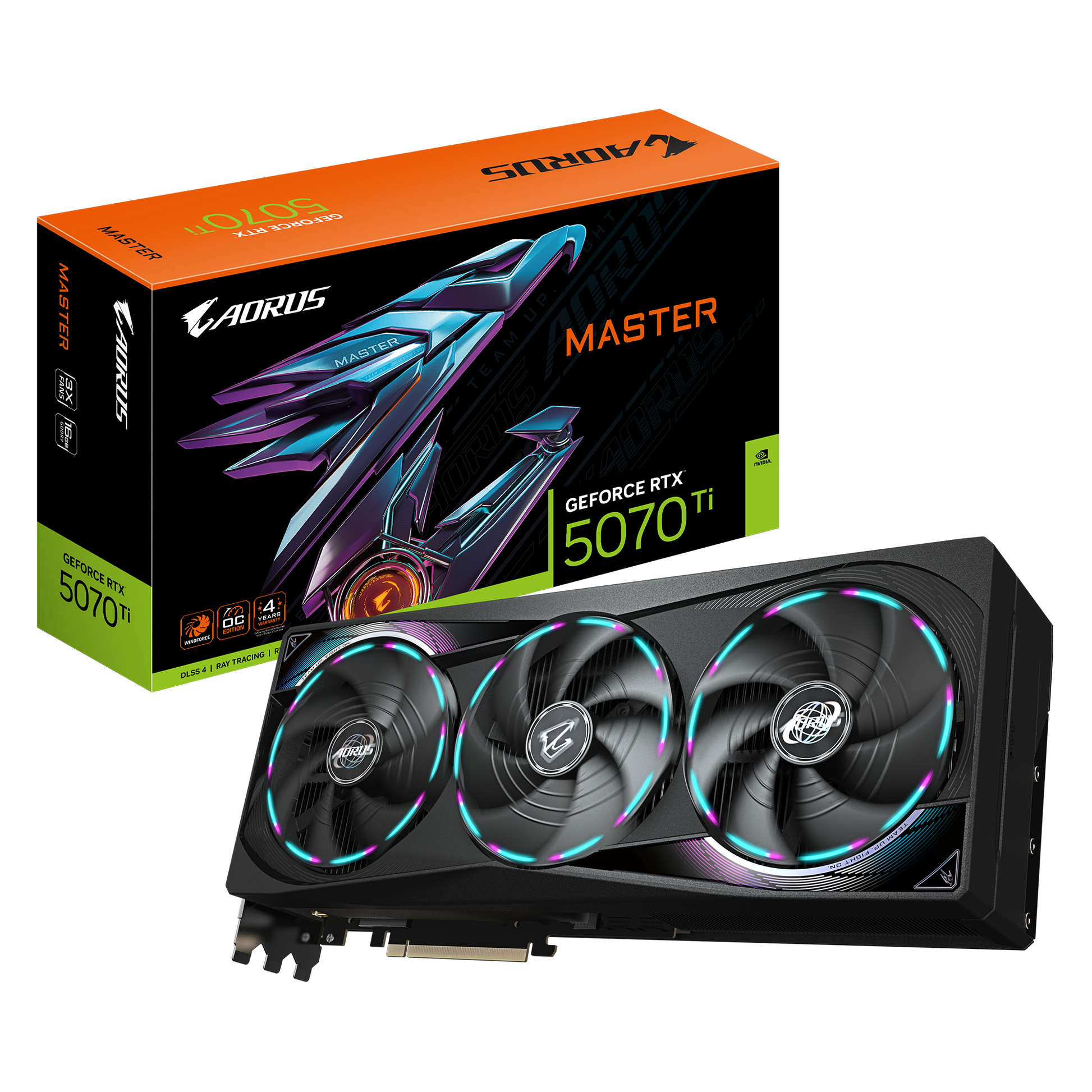 GIGABYTE AORUS GeForce RTX 5070 Ti MASTER 16G – PCIe Grafikkarte – 3×DP 2.1a, 1×HDMI 2.1b, PCIe 5.0, 300 W